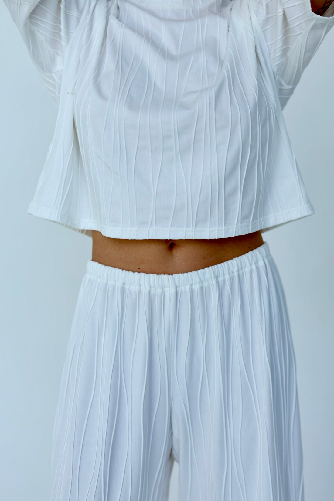 White Textured Knit Co-ord Set