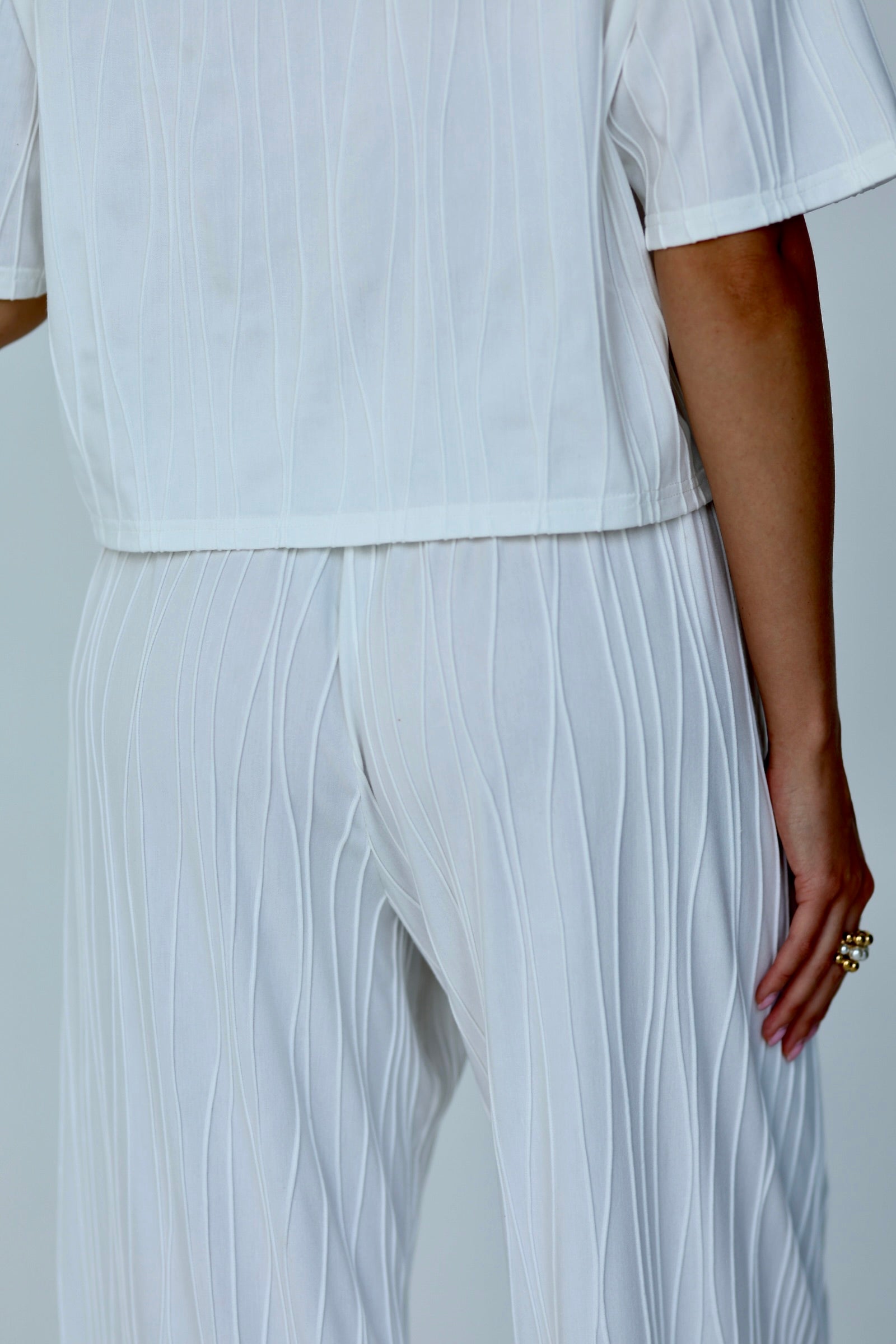 White Textured Knit Co-ord Set