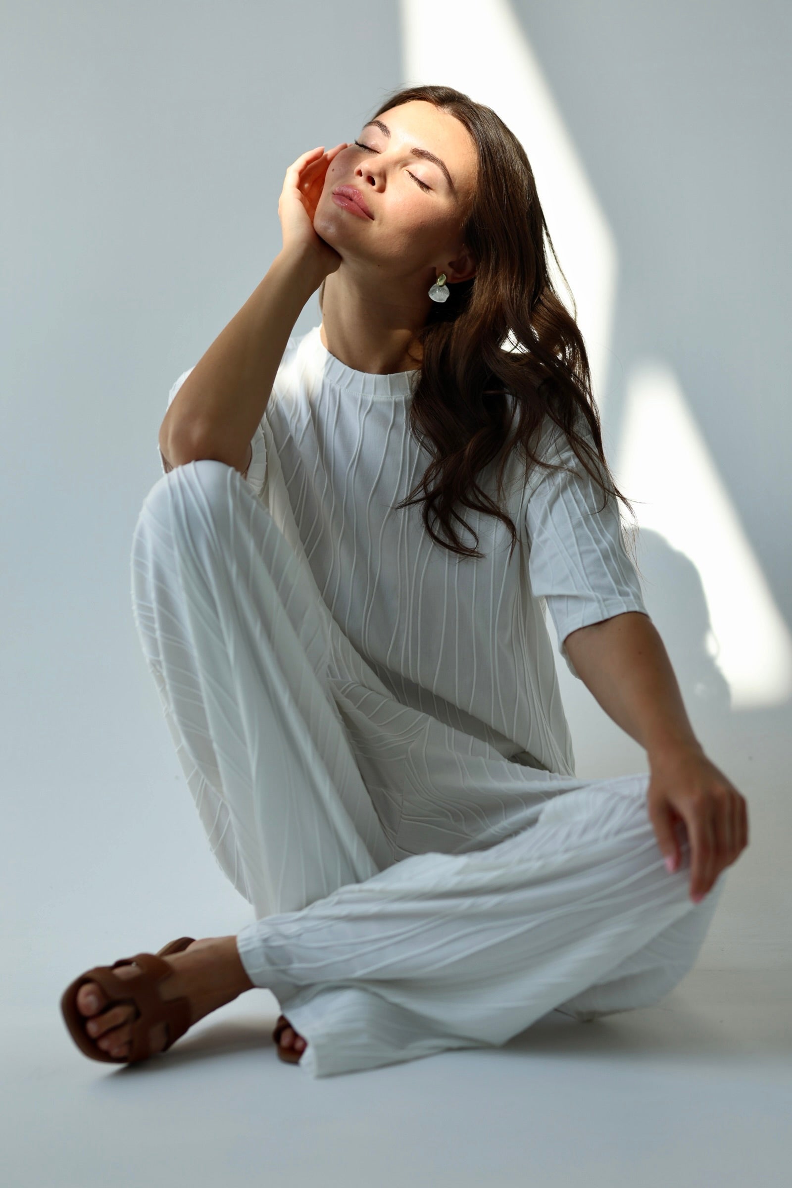 White Textured Knit Co-ord Set