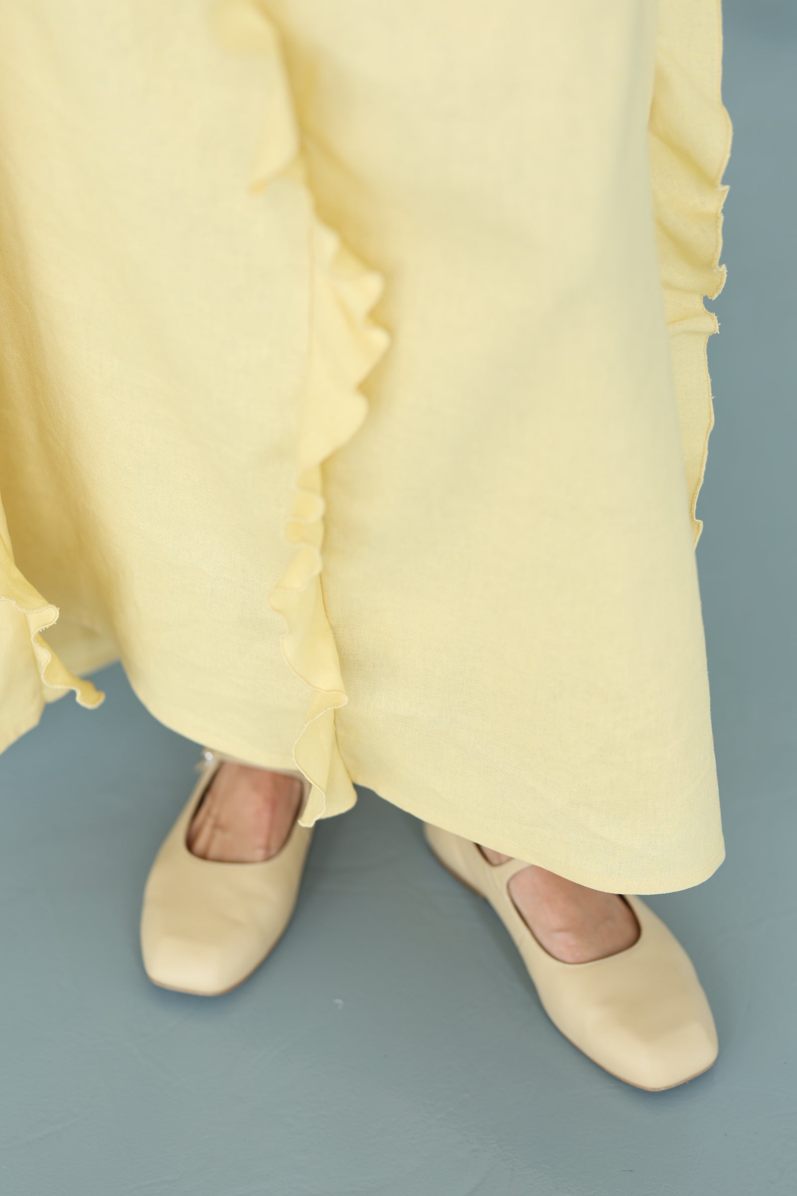 Linen Maxi Dress with Ruffles