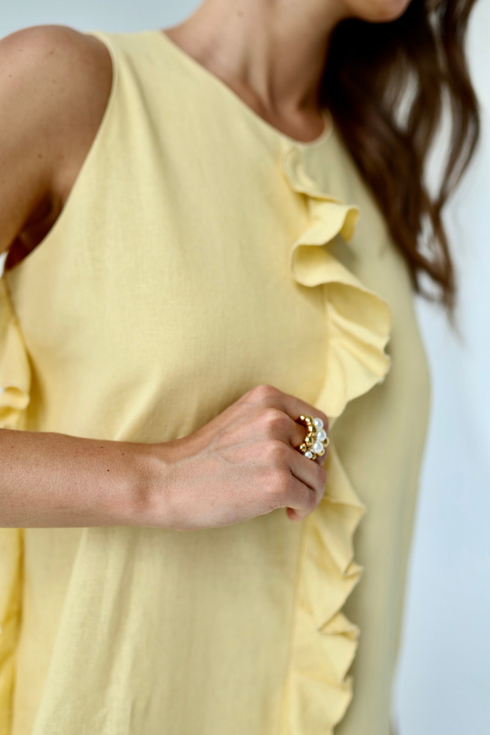 Linen Maxi Dress with Ruffles