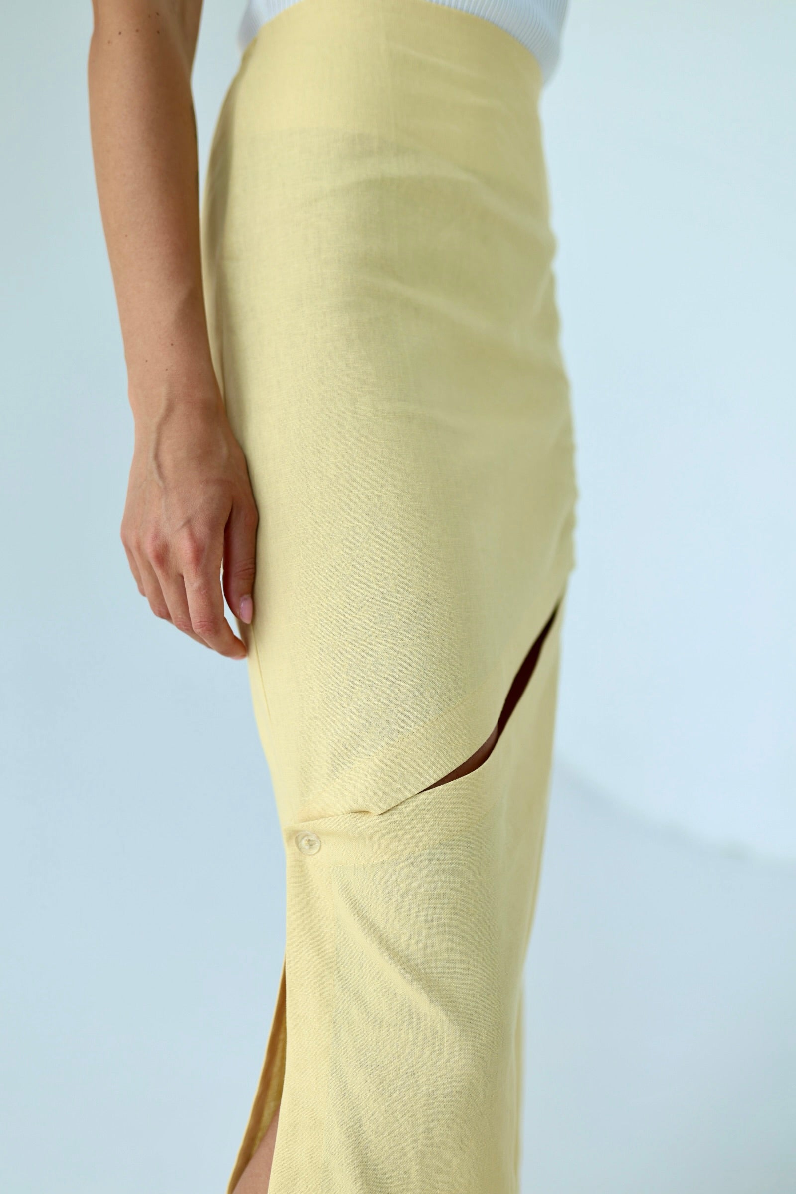 Linen Transformer Midi Skirt