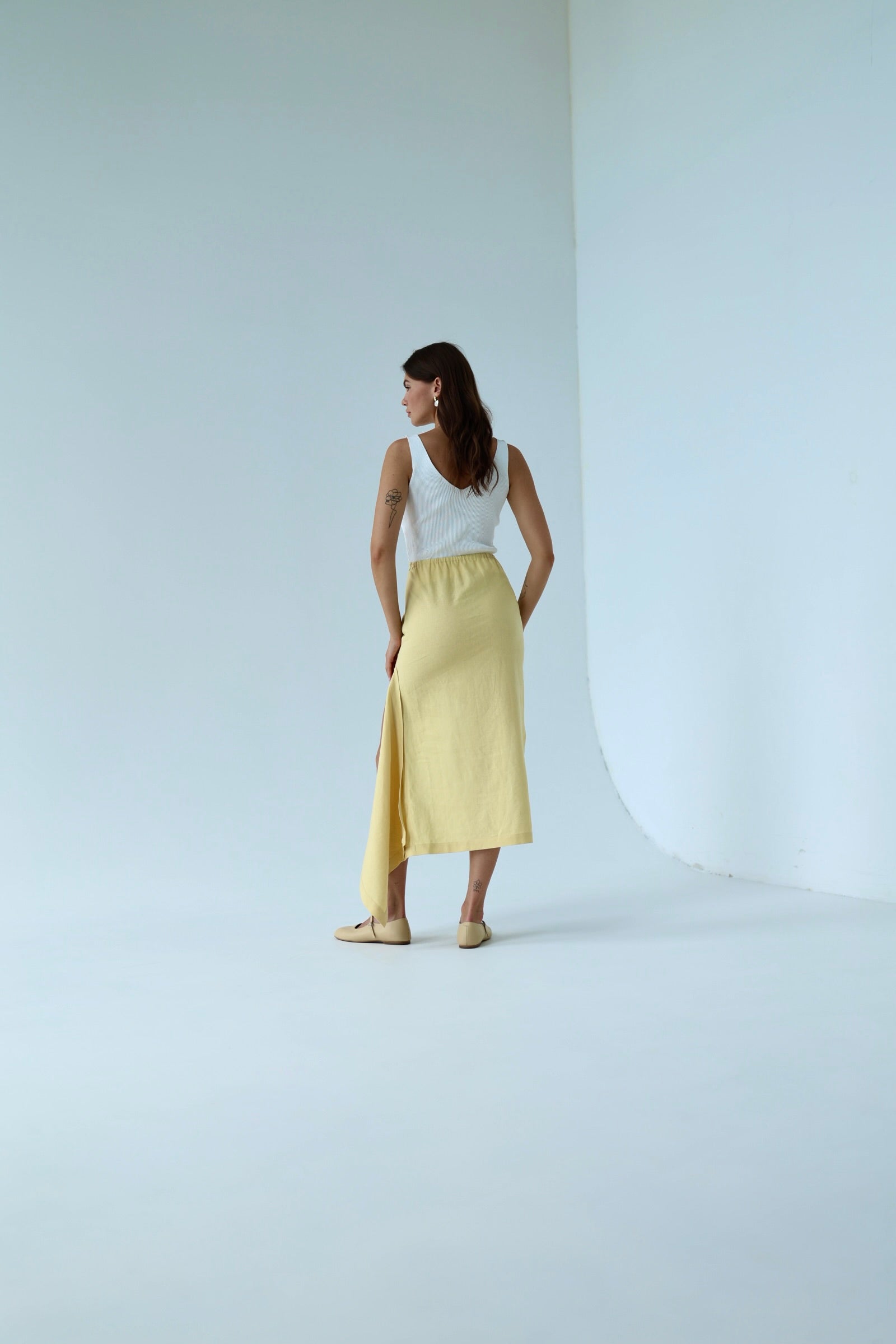 Linen Transformer Midi Skirt