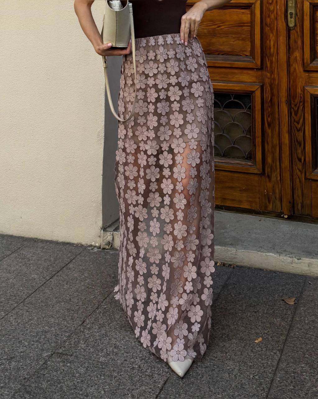 Lace Maxi Skirt with Floral