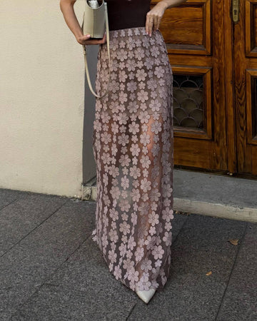 Lace Maxi Skirt with Floral
