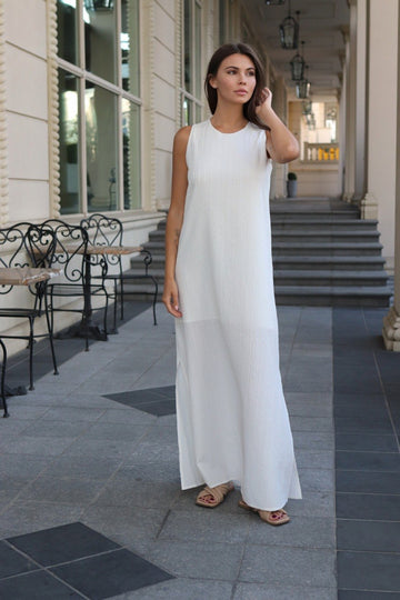 White Textured Maxi Dress