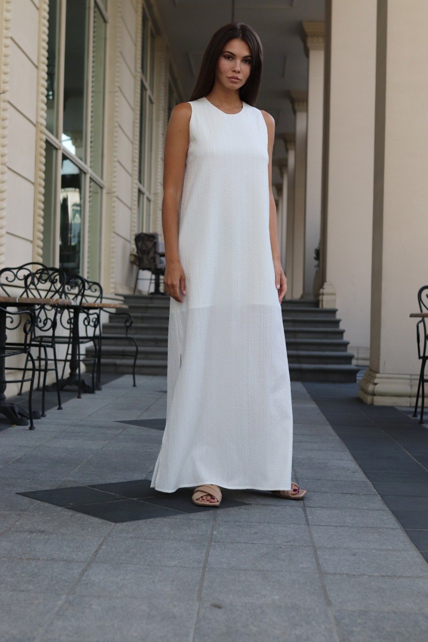 White Textured Maxi Dress